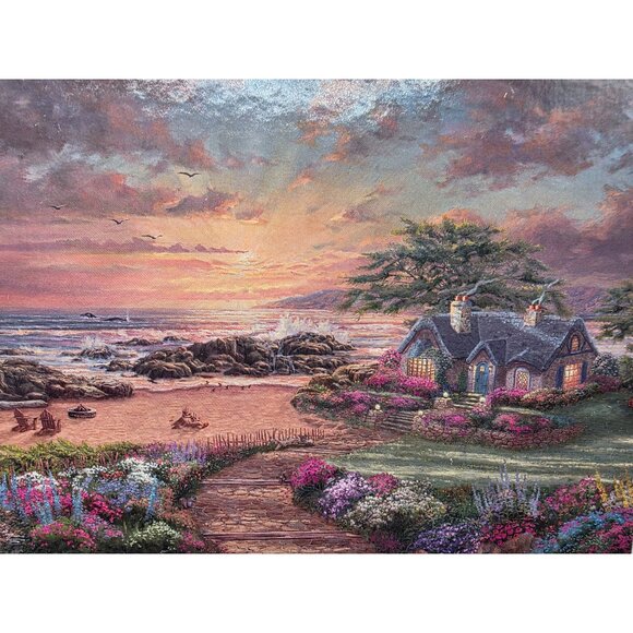 Thomas Kinkade Studios Seaside Cottage 1000-Piece Jigsaw Puzzle With Bonus Poste - Picture 5 of 5